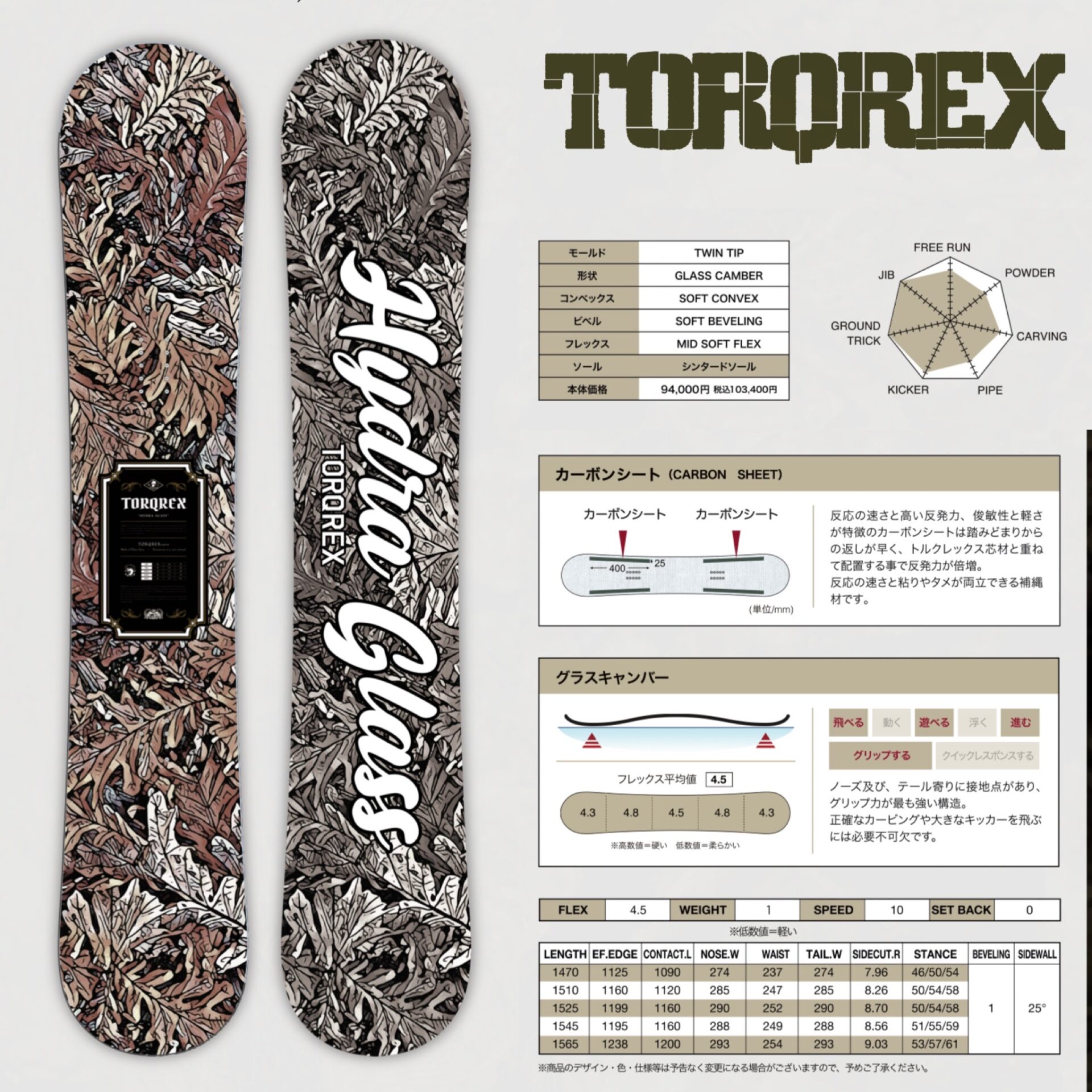 TORQREX RHYTHM157.5cm　トルクレックス スノーボードスノーボード